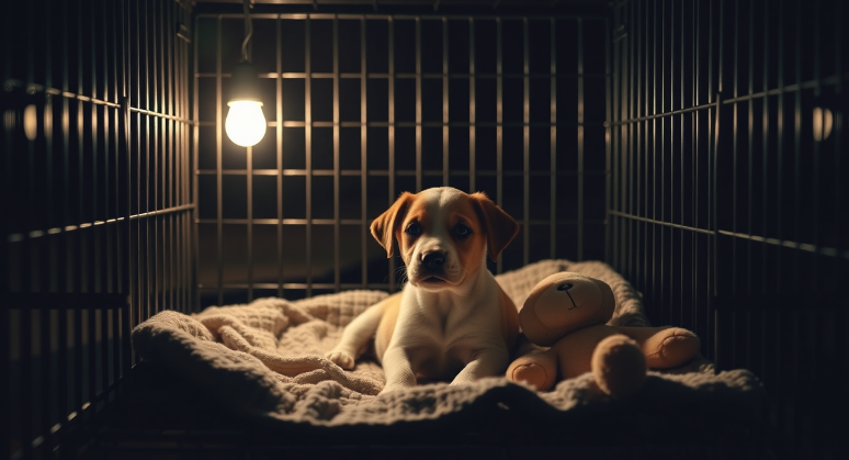 Kennel training a puppy at night